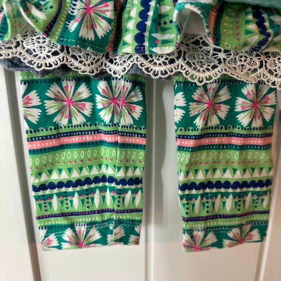 Girls 18m Rare Editions Green Elephant Legging Set - Picture 3 of 5